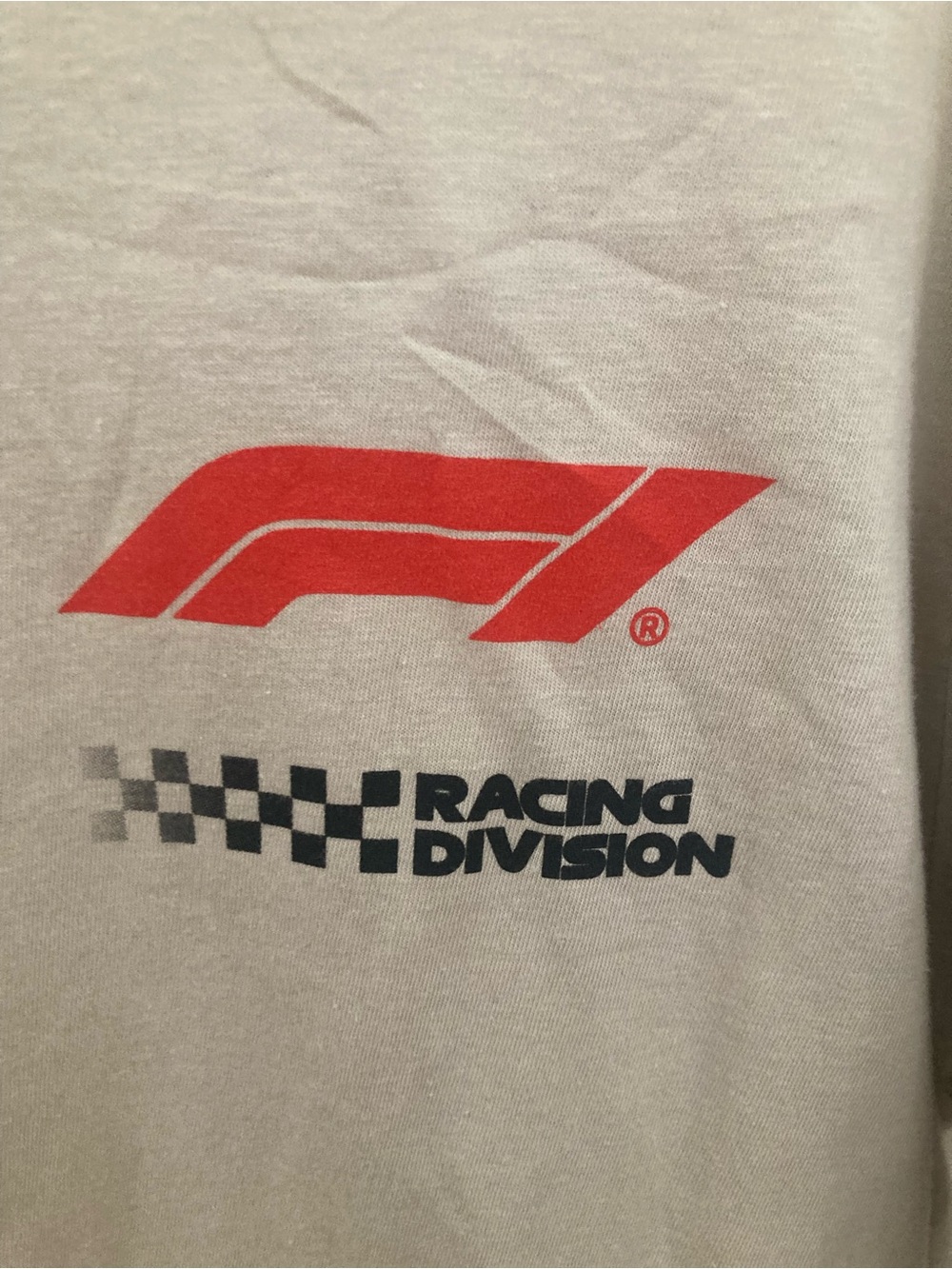 Men's Beige Short Sleeve F1 / Formula 1 Racing Logo Tee - Picture 4 of 4